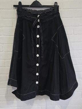 Tracy Reese Black Circle Skirt with White Contrast Stitching